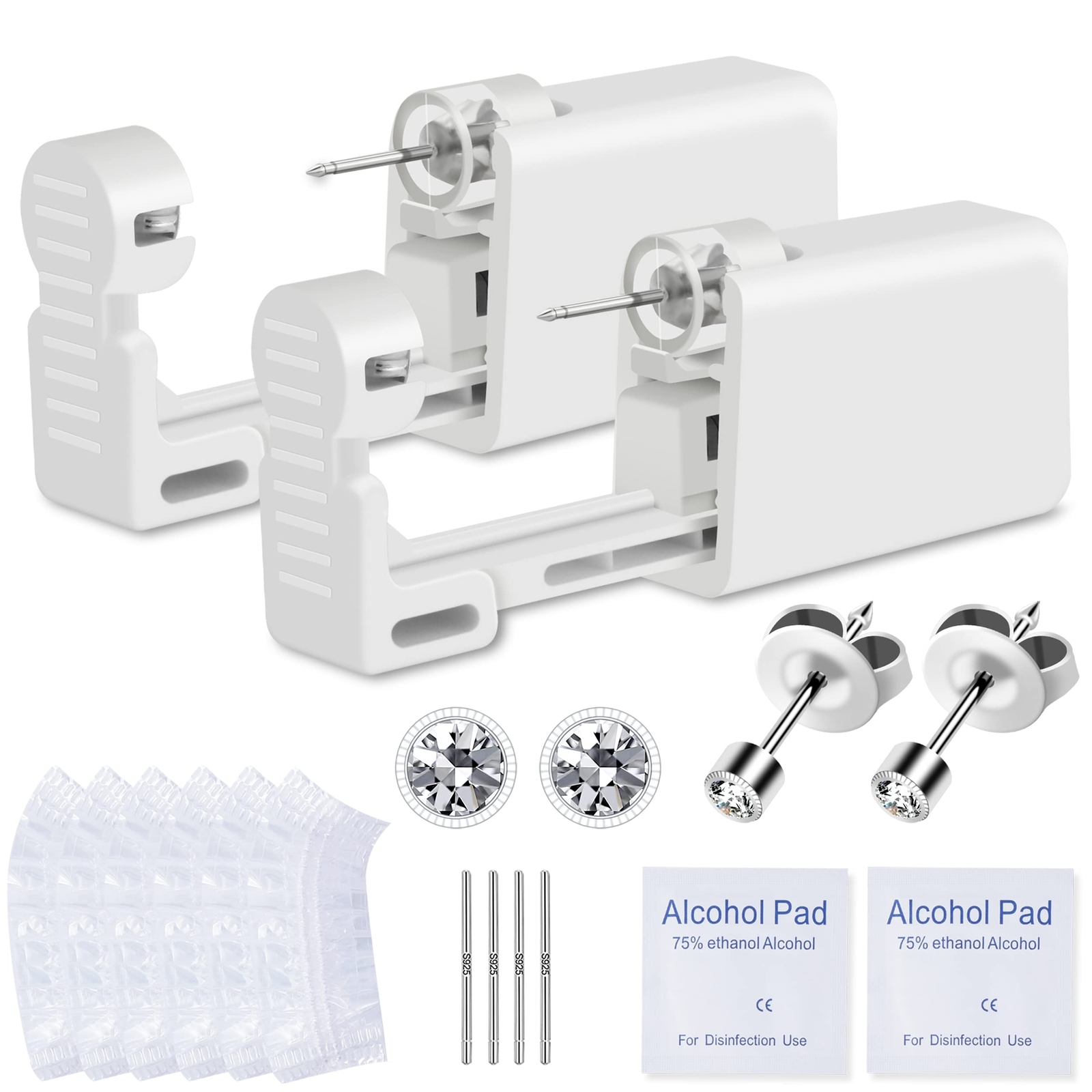 16 Pcs Ear Piercing Kit Disposable Ear Piercing Gun with Cubic Zirconia Stud ...