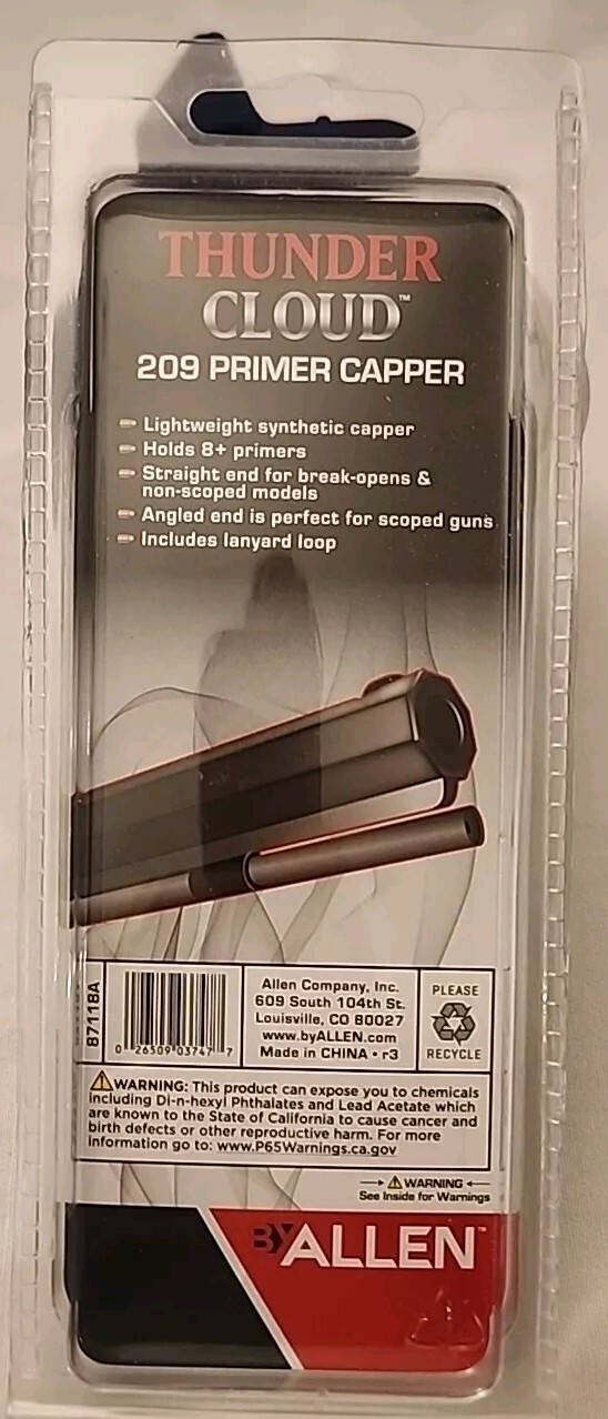 Thunder Cloud 209 Inline Muzzle loader Primer Capper by Allen, holds 8+ Primers