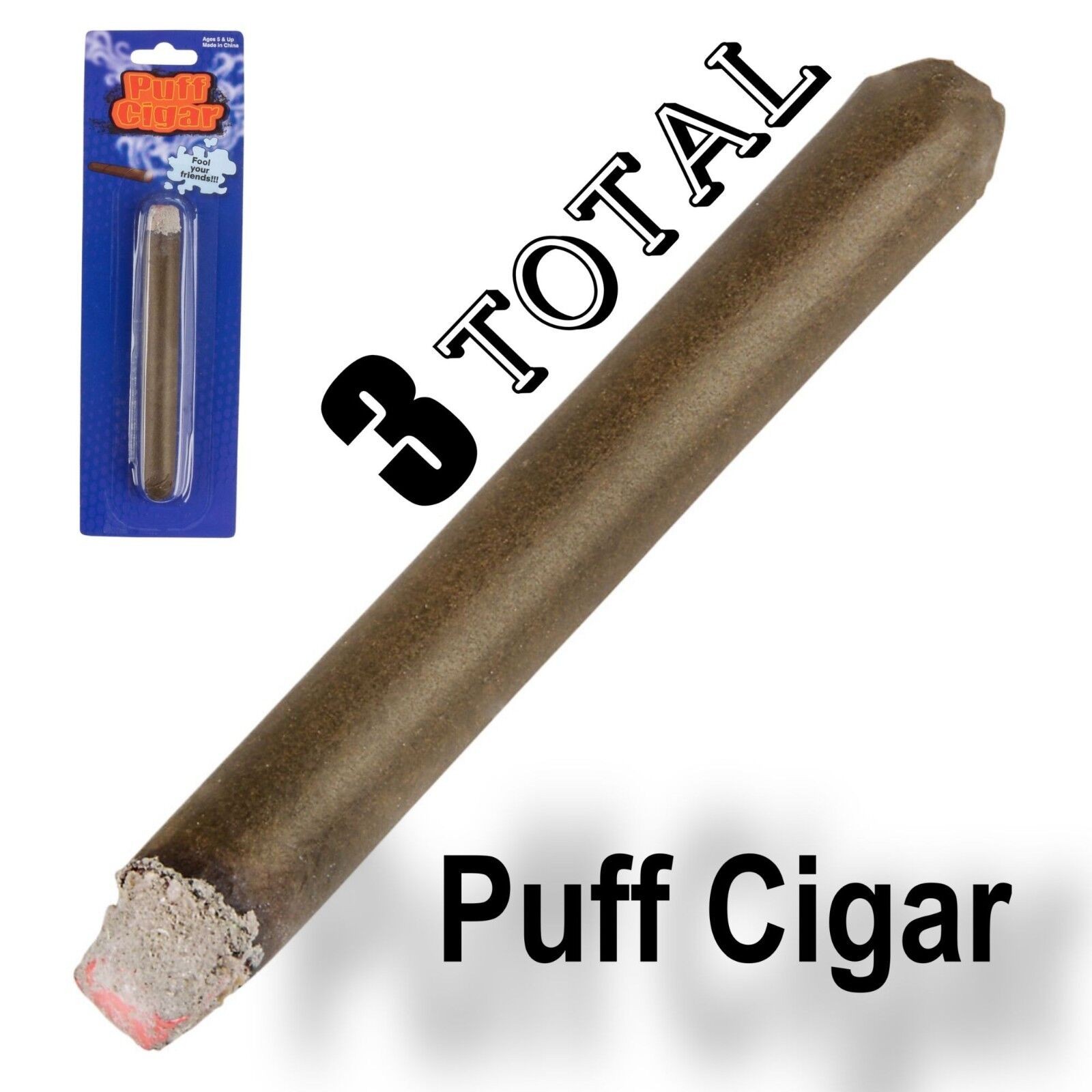 3 FAKE PUFF CIGAR Smoke Powder Magic Trick Joke Gag Prop Smoking Prank Toy