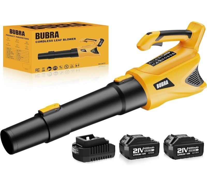 Bubra Cordless Leaf Blower with 2x 4000mAh Batteries & Fast Charger