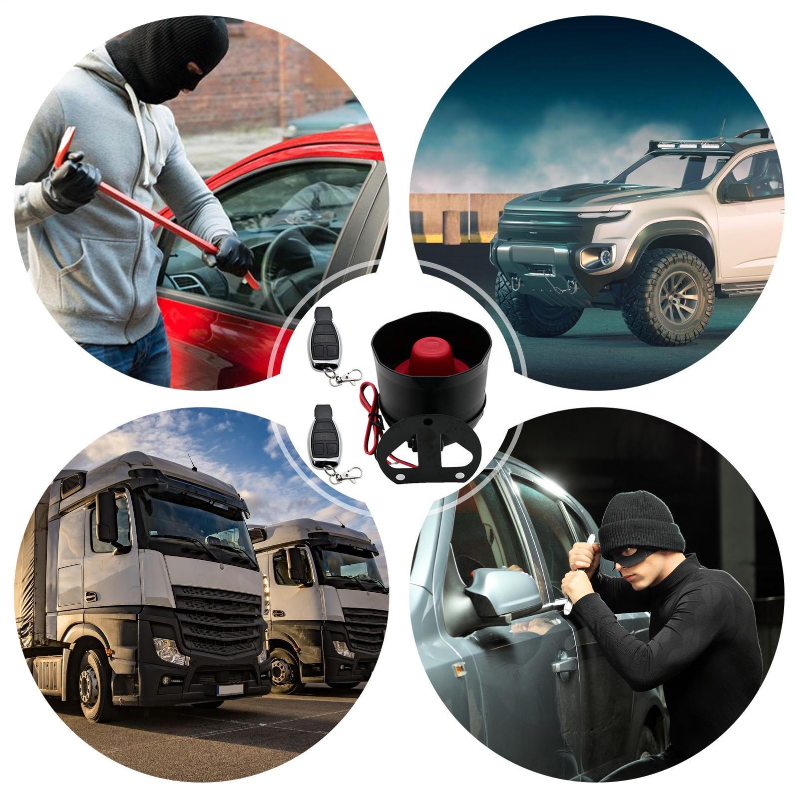 12V Universal Car Alarm System Security Vibration Alarm System W 2 Remote Contro