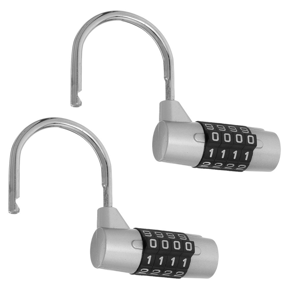 2Pcs Lightweight Keyless 4 Digit Locker Lock with Durable Metal Case Silver