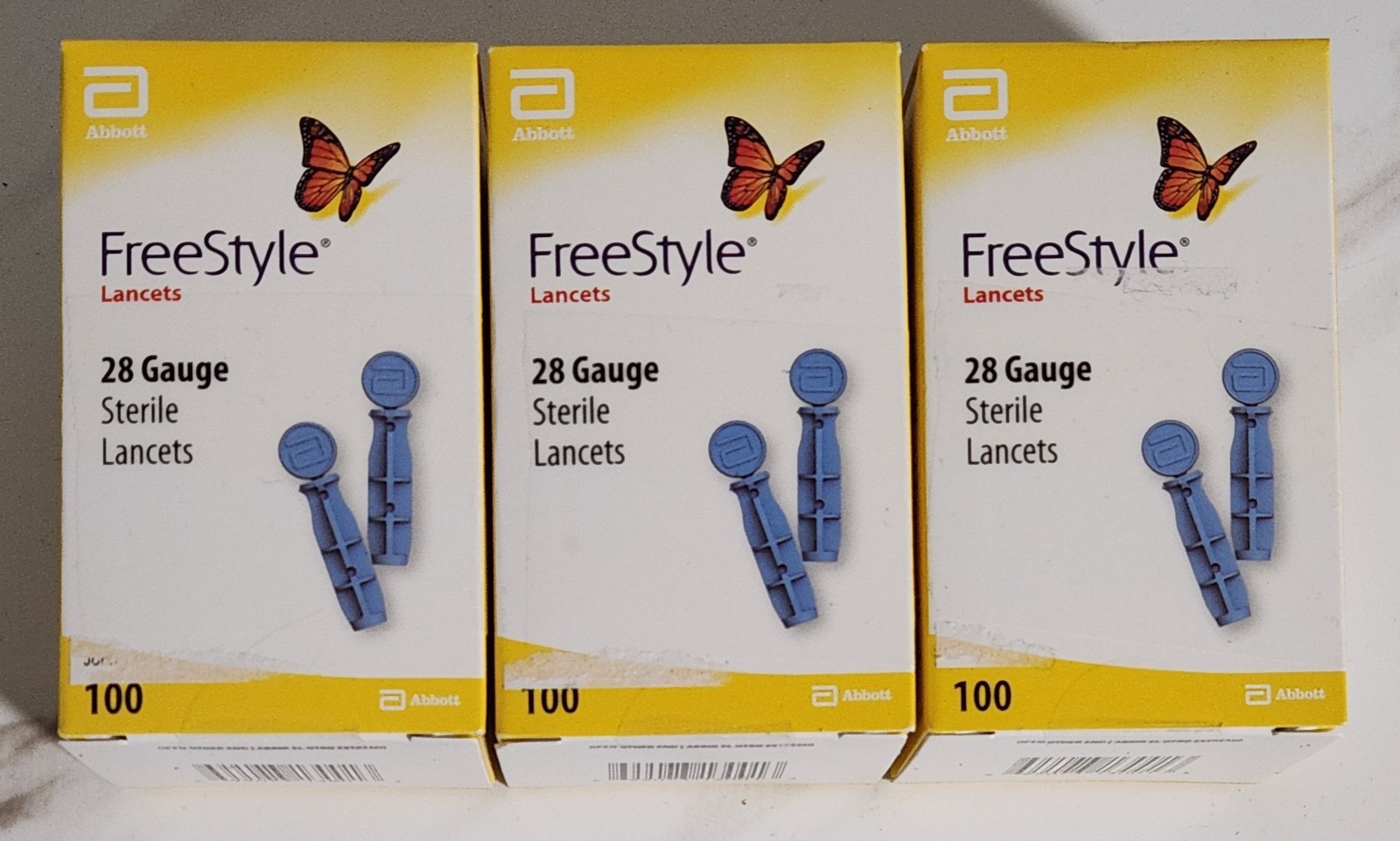 Freestyle Sterile Stainless Steel Lancets 28 Gauge 100 Count Lot of 3 Boxes New