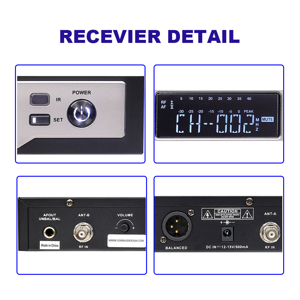 Wireless UHF Guitar Microphone Reciever Straight Angled Plug Stage DJ Microphone
