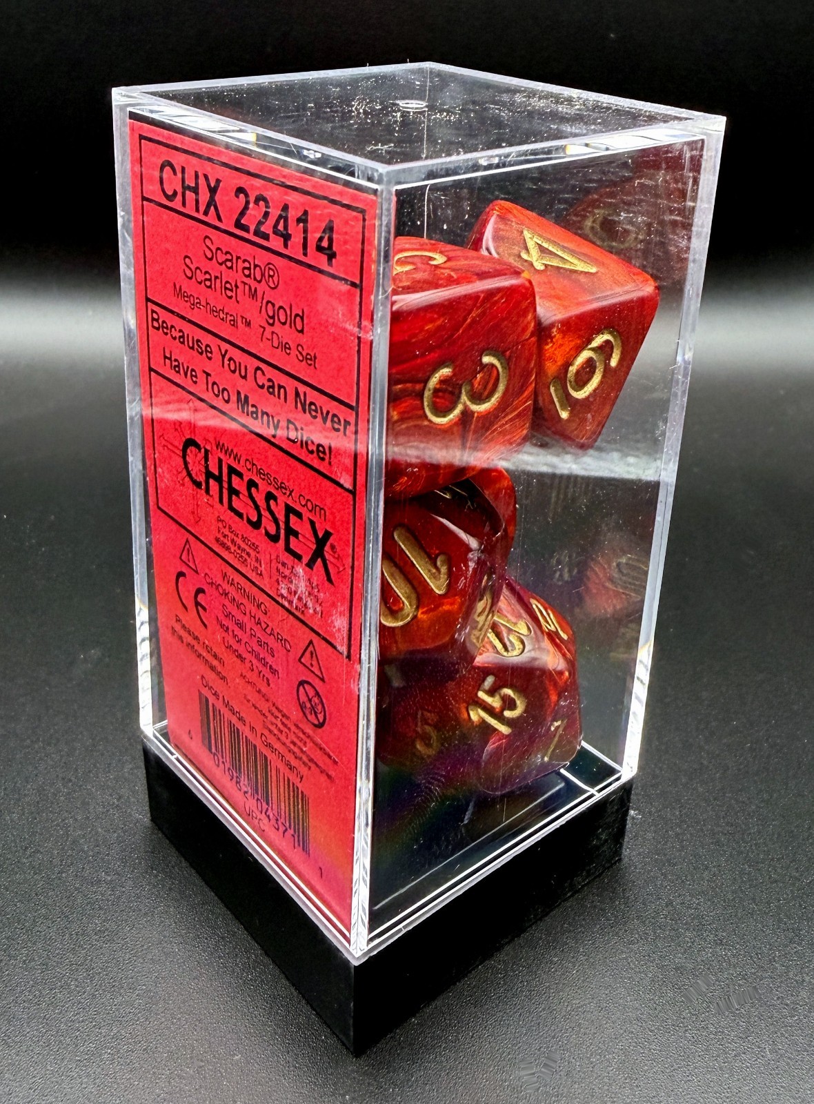 Chessex Dice 22414 Scarab Scarlet / gold Mega-Hedral 7 Die Set