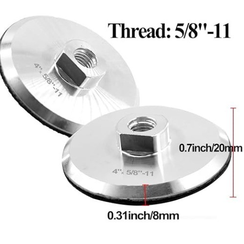 2pcs 4 Inch Backer Pad with 5/8”-11 Thread Hook and Loop Backing Pad for Polish