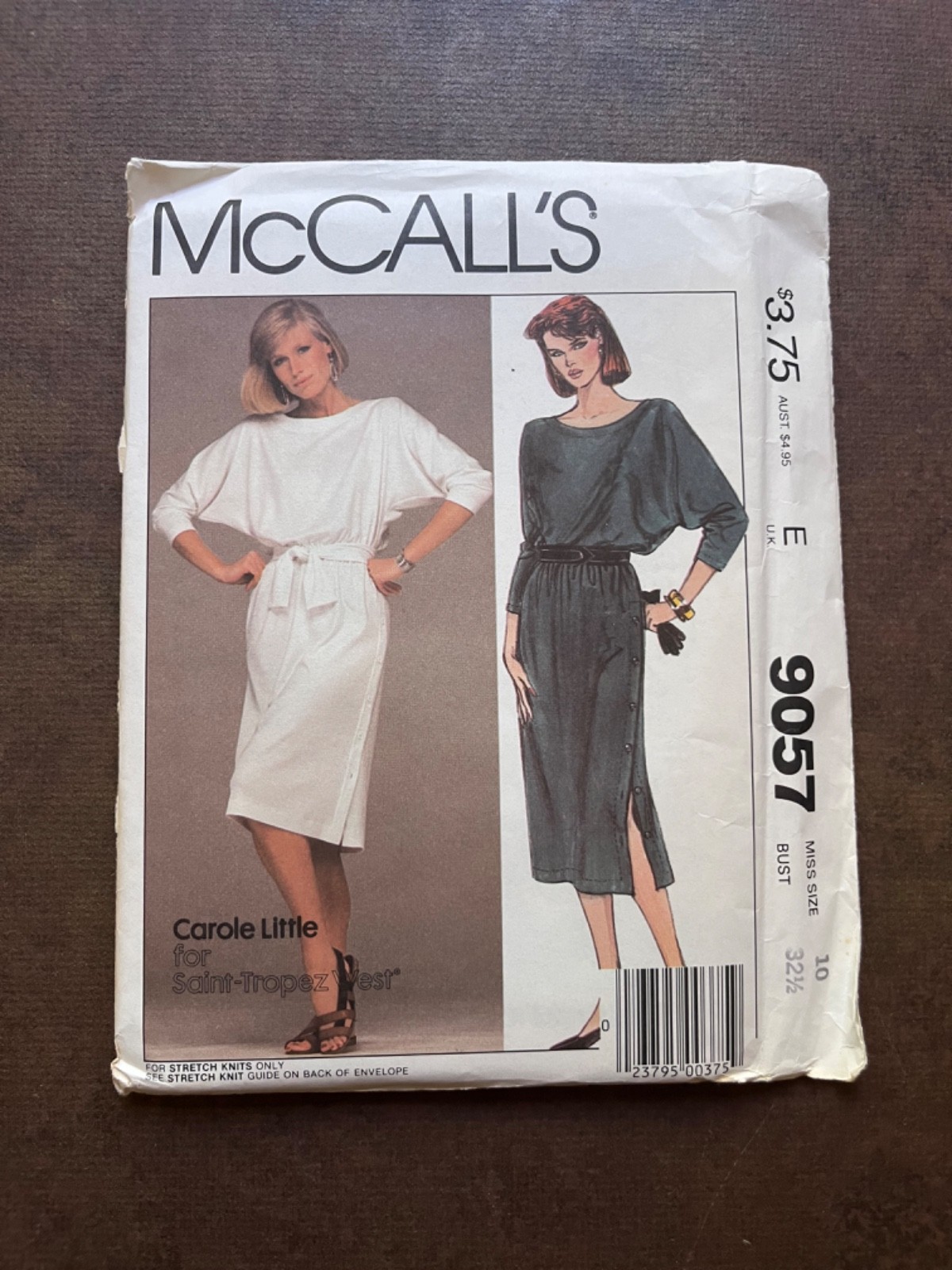Vintage McCalls Sewing Pattern 9057 Misses Dress & Tie Belt Size 10 * Uncut *