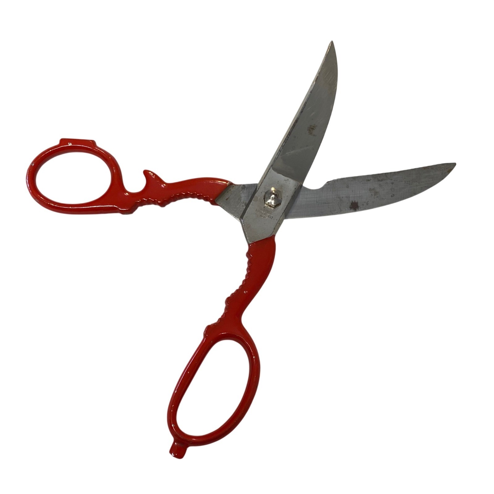 Vintage Hot Drop Forged Steel Italy Poultry Kitchen Shears Red Handles 8"