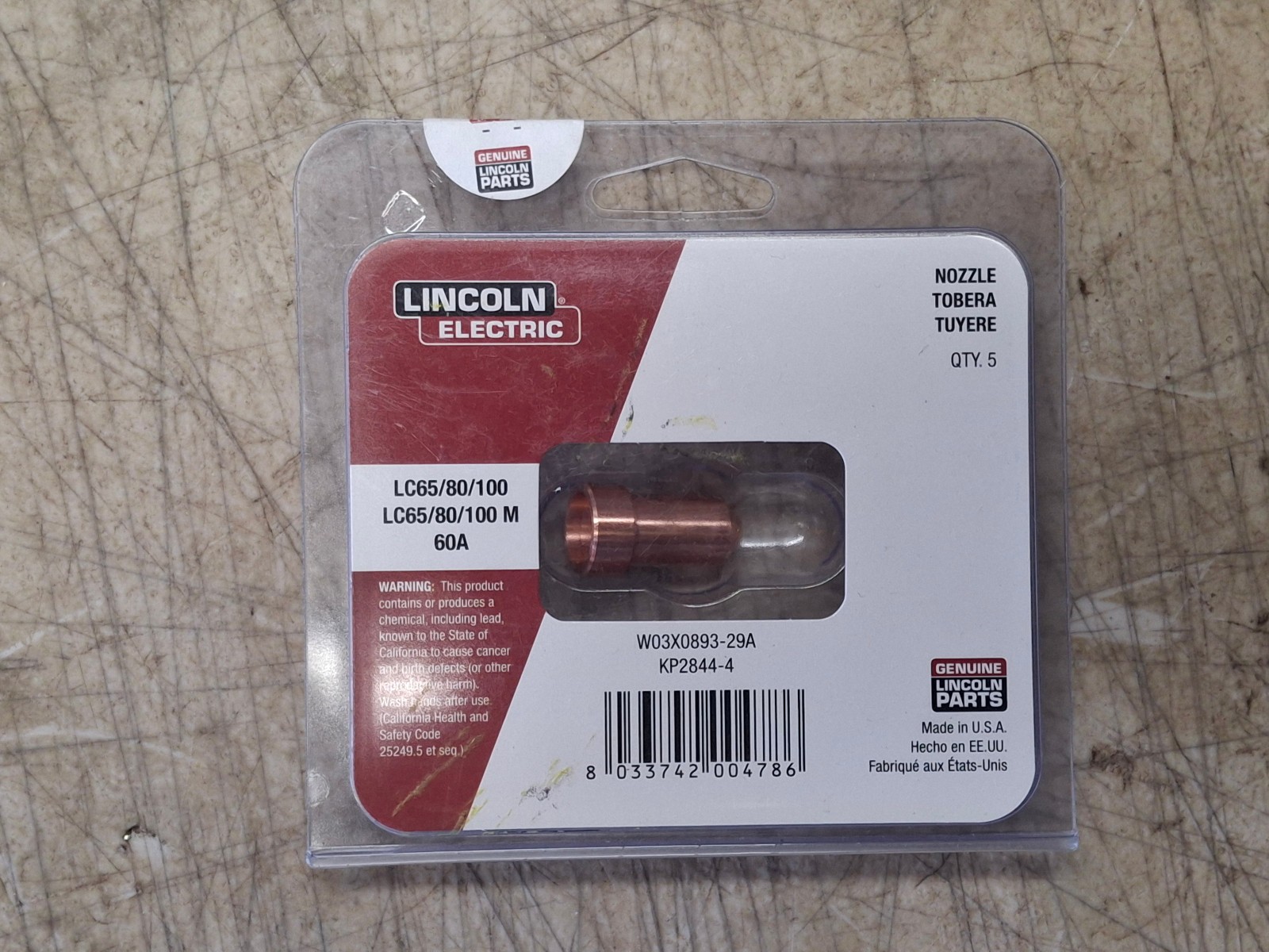 Lincoln Electric KP2844-4 Tomahawk 1000 Standard 60A Nozzle 5 pack
