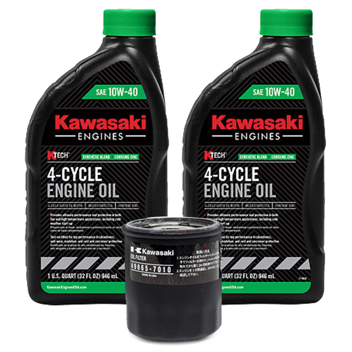 Genuine OEM Kawasaki Engine Oil Change Kit 99969-6296 49065-7010 10W40- 4 Cycle