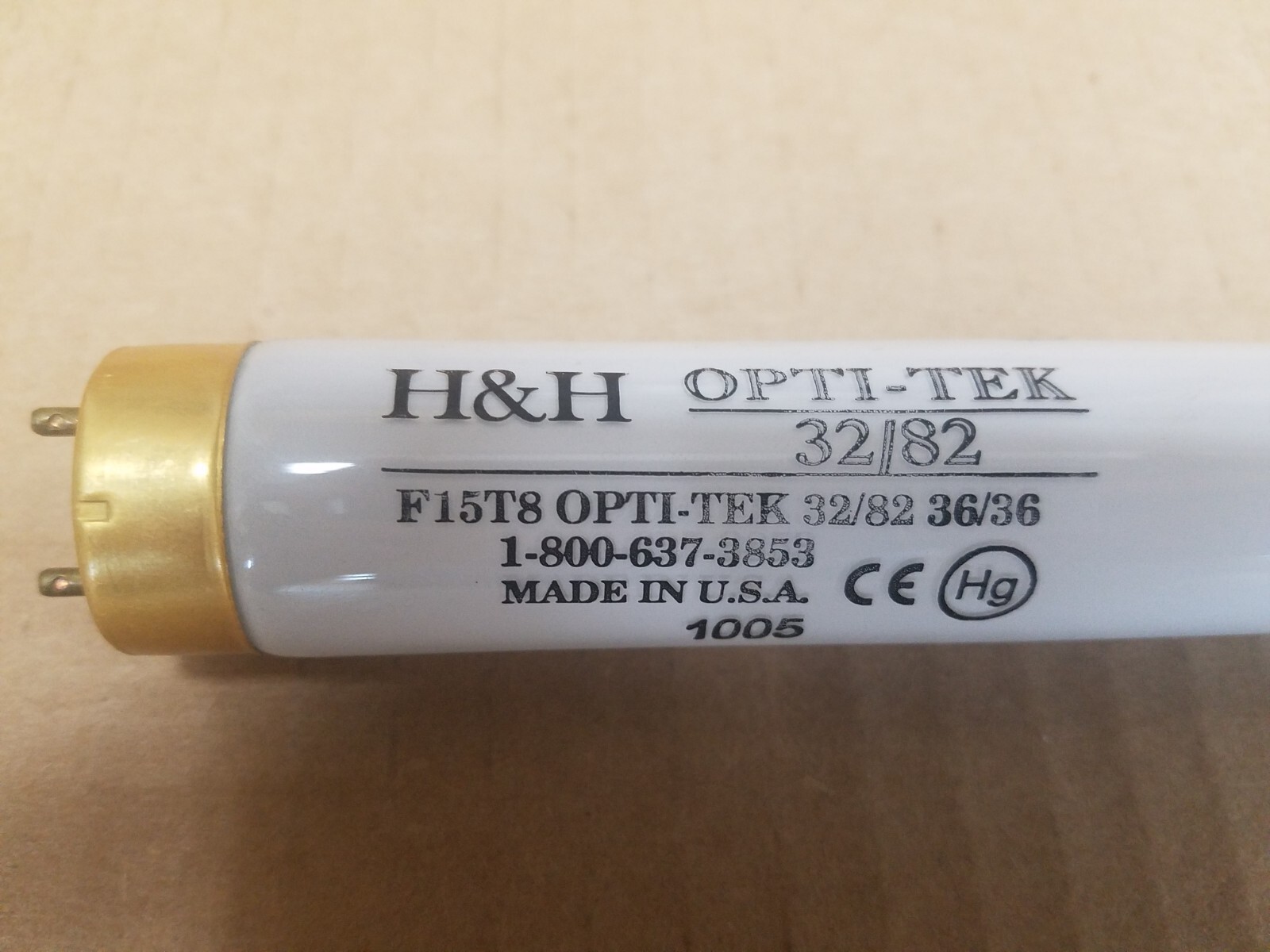6 PACK OF F15T8 H&H OPTI-TEK 18" FLOURESCENT LAMPS  WARM WHITE 3200K USA MADE