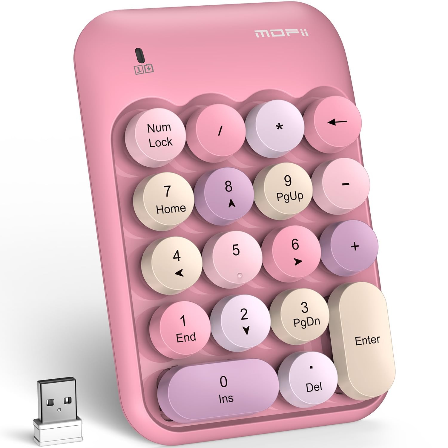 Wireless Number Pad 2.4G 18 Keys Numeric Keypad Portable Numpad Laptop Pink