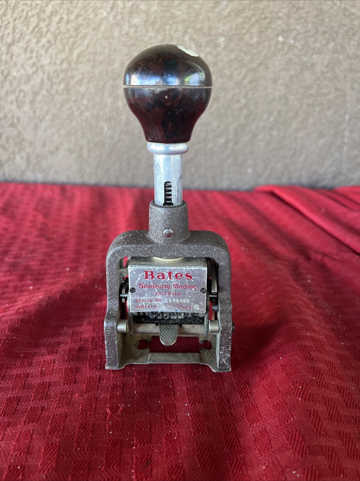 BATES STANDARD MULTIPLE MOVEMENT NUMBERING MACHINE STAMP - 6 WHEELS - vintage