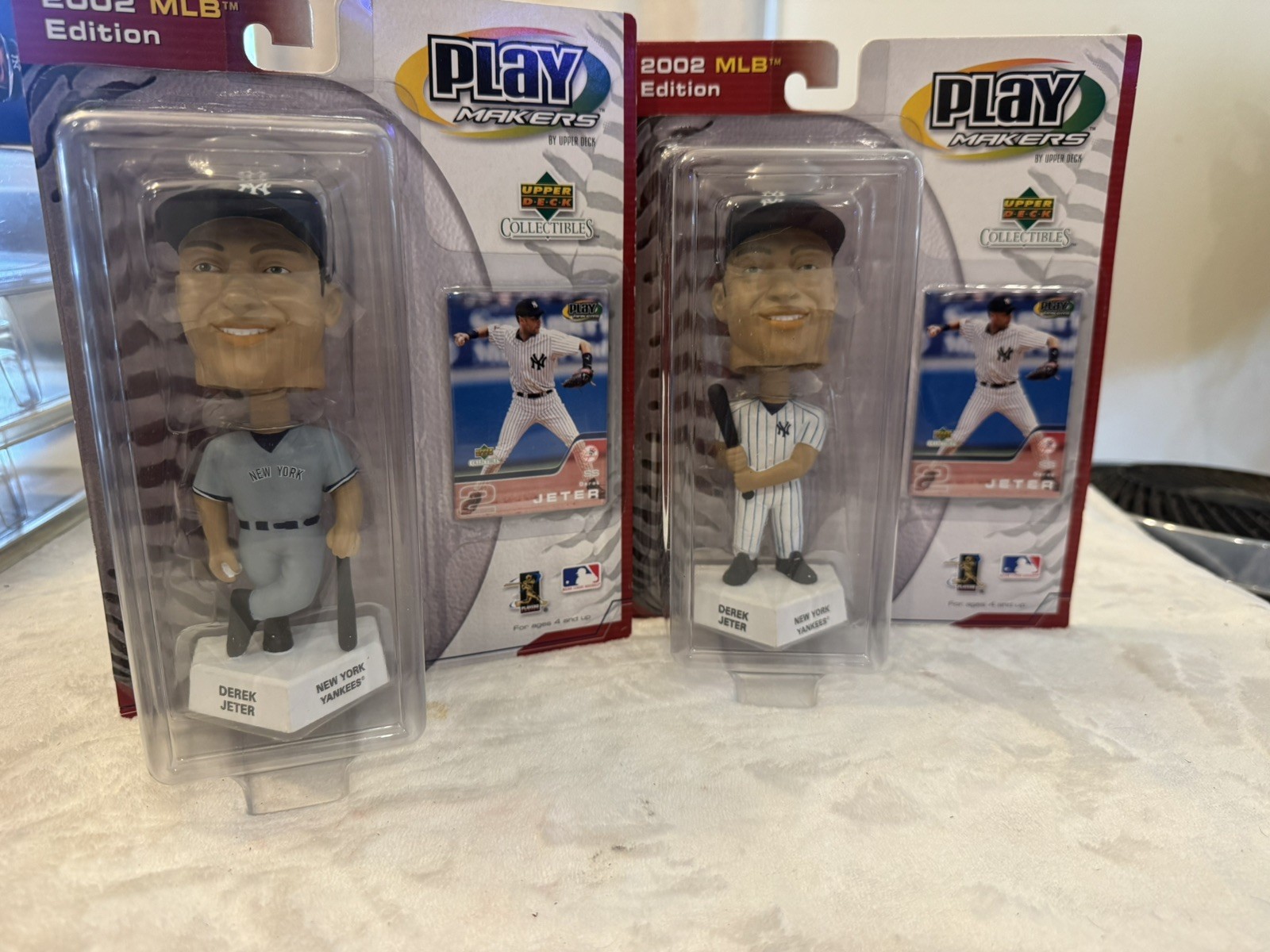 DEREK JETER Set Of 2  NY Yankees Bobblehead 2002 Upper Deck Play Makers- NEW