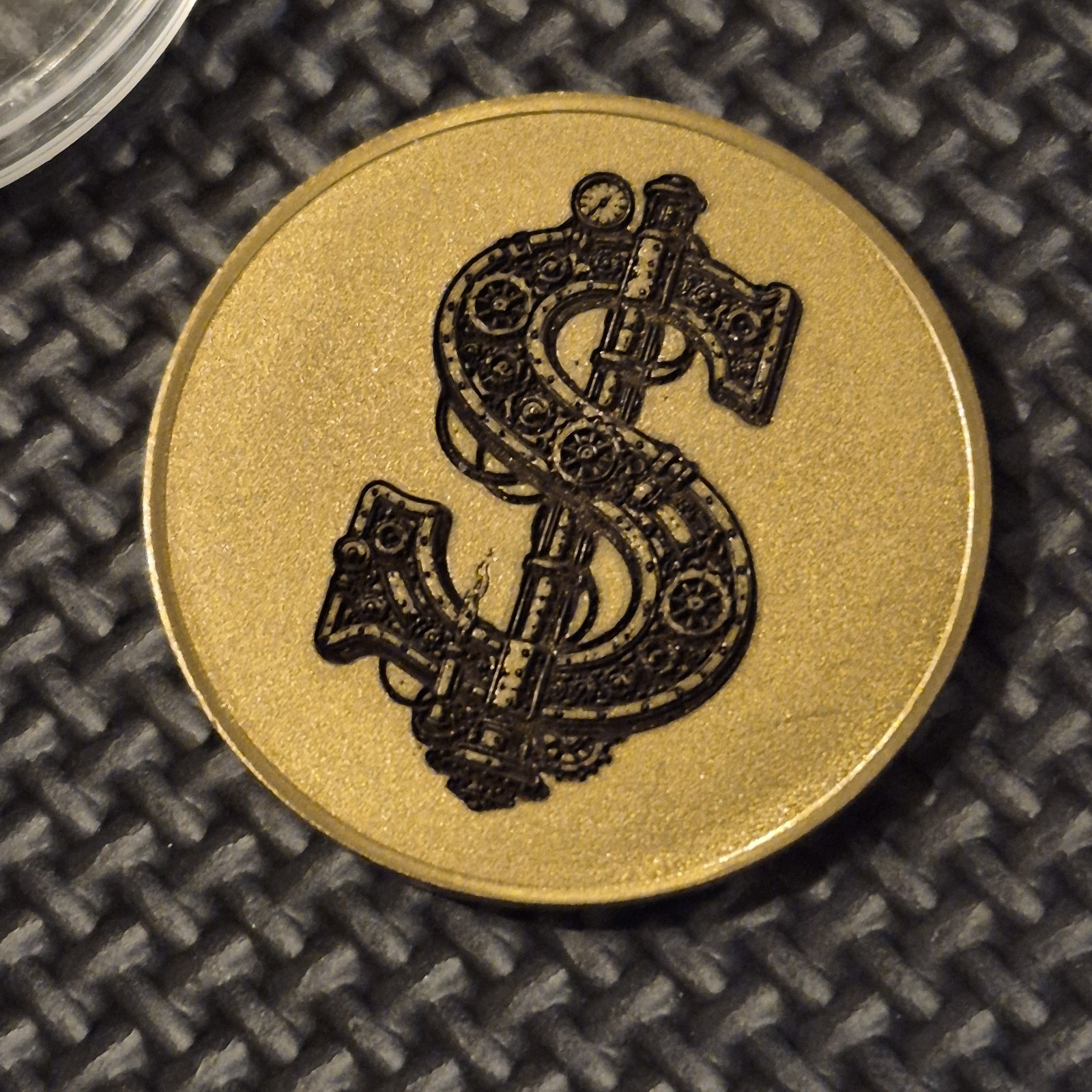 Custom Engraved 1 of 1 Steampunk $ Money Sign Worry Coin Golf Ball Marker 1.5"