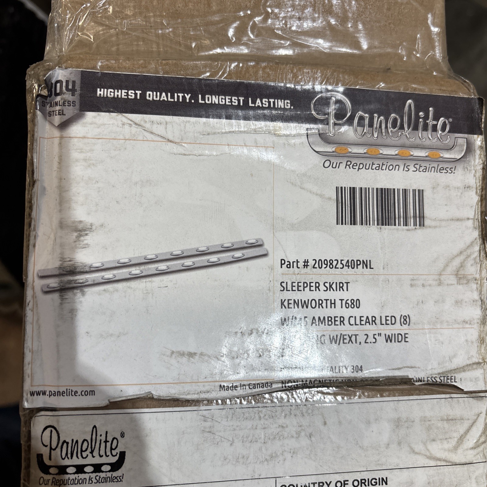 Panelite 20982540PNL Sleeper Skirt Kenworth T680 Amber Clear LED (PAIR)