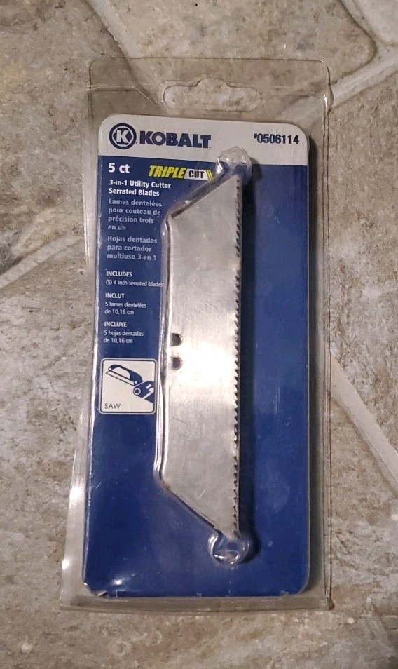 Kobalt 5 Count 3-in-1 Utility Cutter SERRATED Blades #0506114 506114 Knife