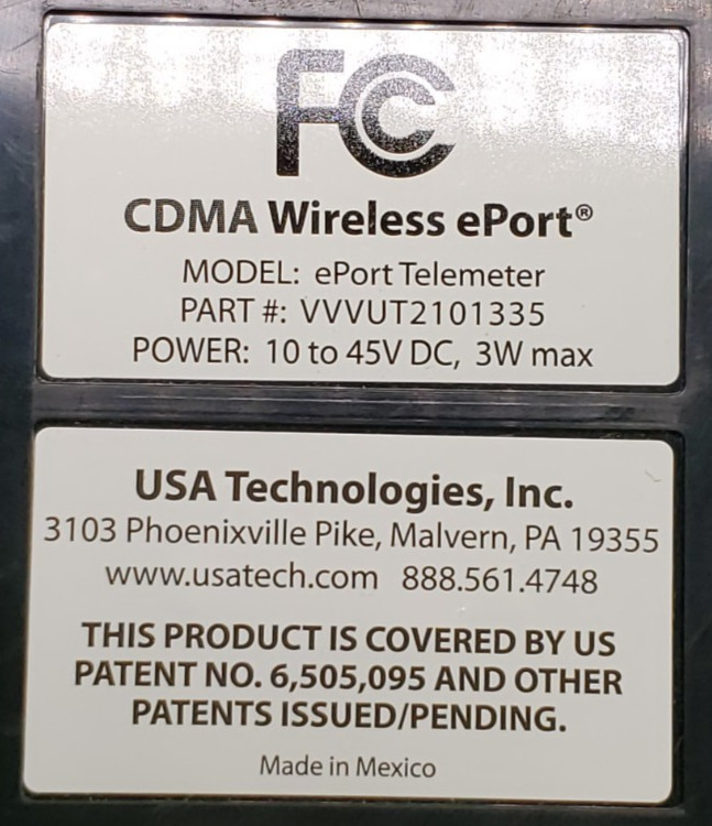 USA Technologies ePort Telemeter Wireless Vending or ade Credit Card Reader.