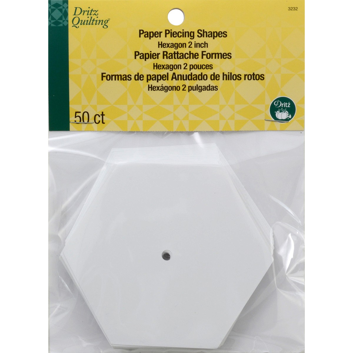 Dritz 3232 Quilting Paper Piecing Hexagon-2" 50/Pkg