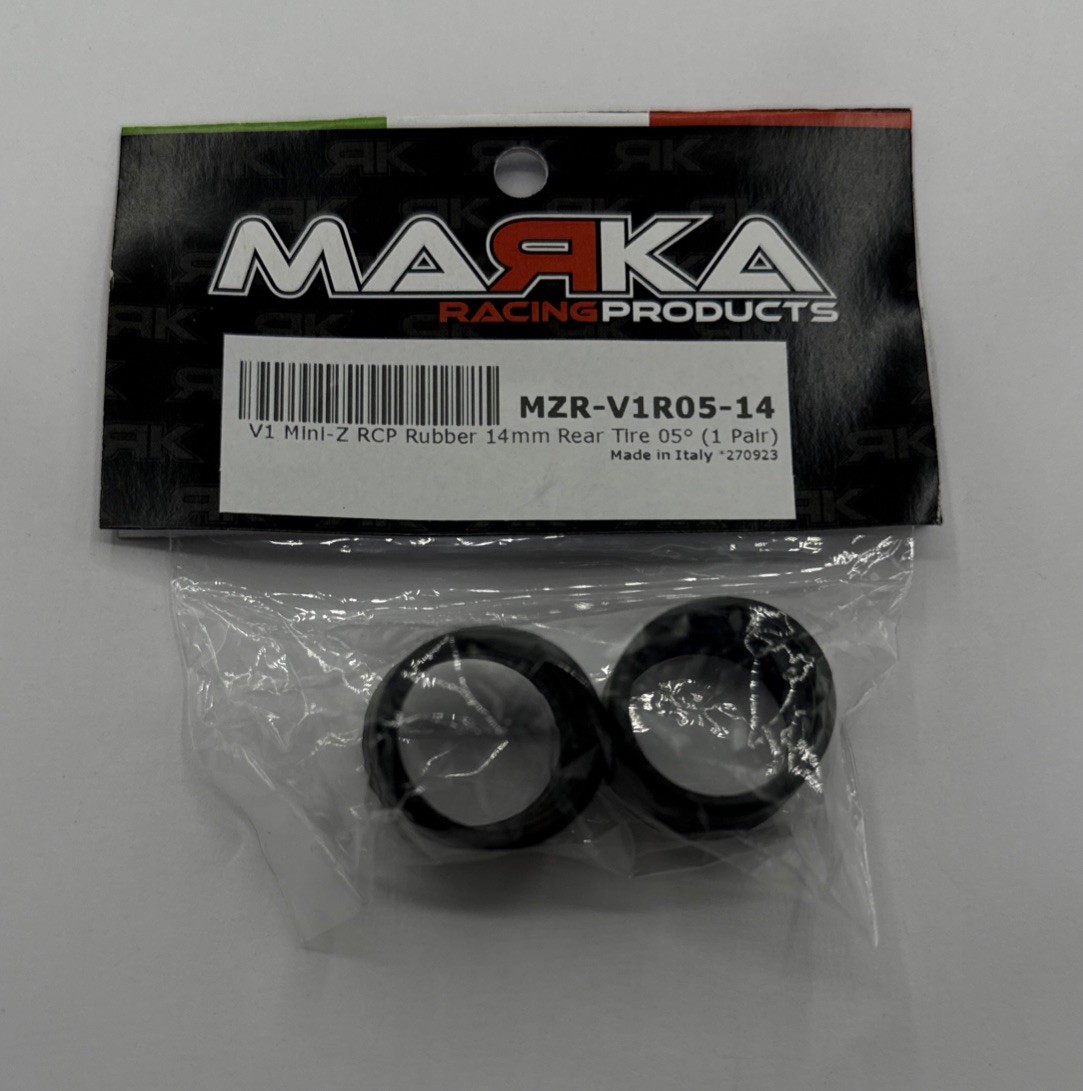 Marka Racing V1 Mini-Z RCP Rubber 14mm Rear Tire 05° (1 Pair) MZR-V1R05-14 NEW!