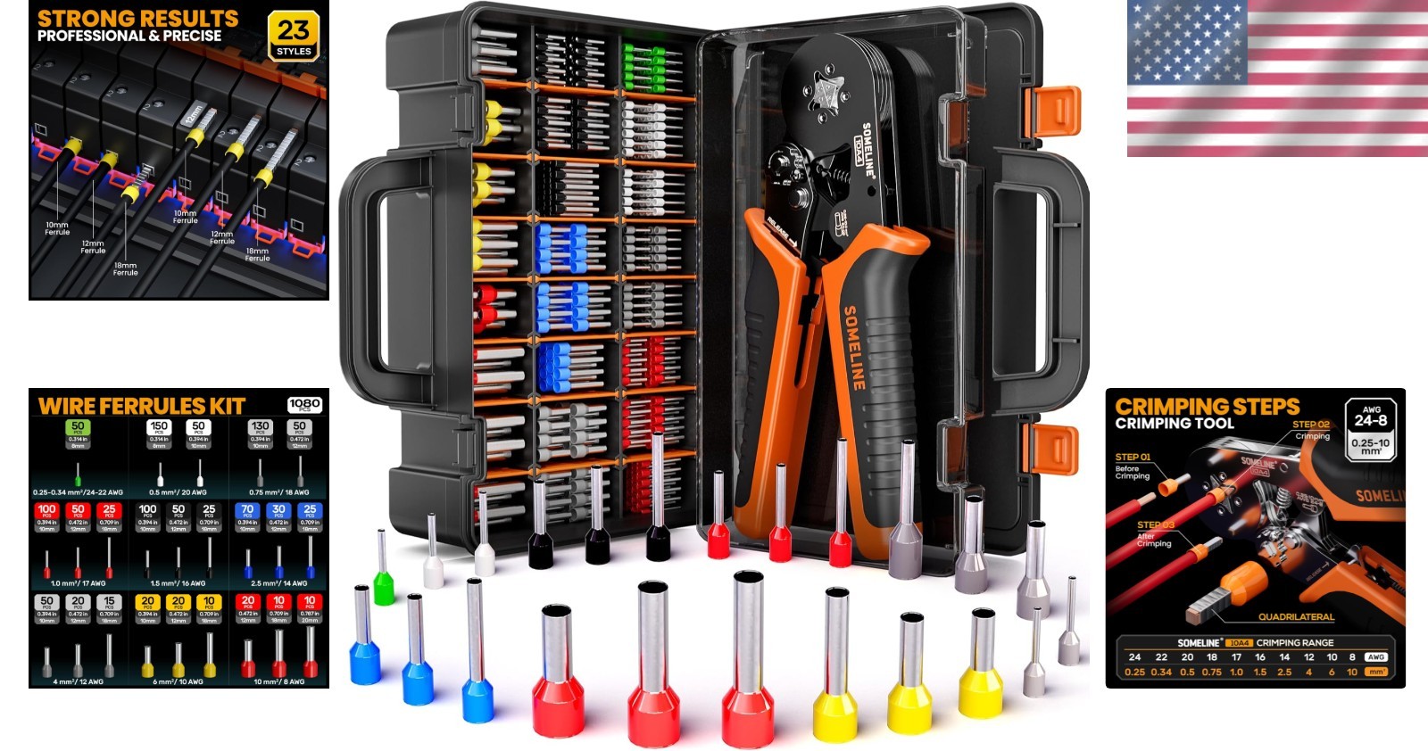 Professional 23-Size Ferrule Crimping Tool Kit – High-Quality Wire End Termin...