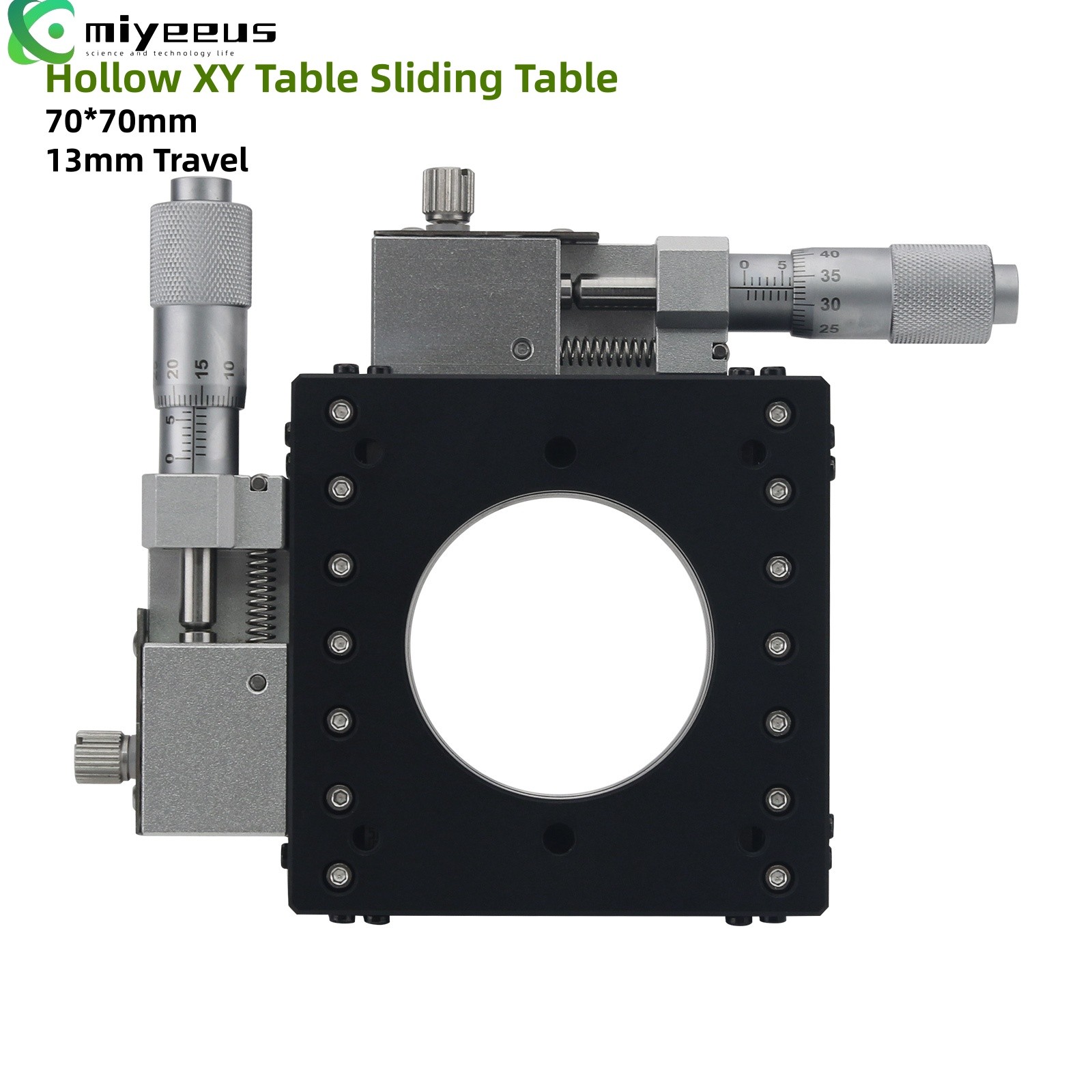 XY Table Sliding Table 70x70mm 13mm Travel w/ Micrometer Heads LSD-ZK-7013R my1