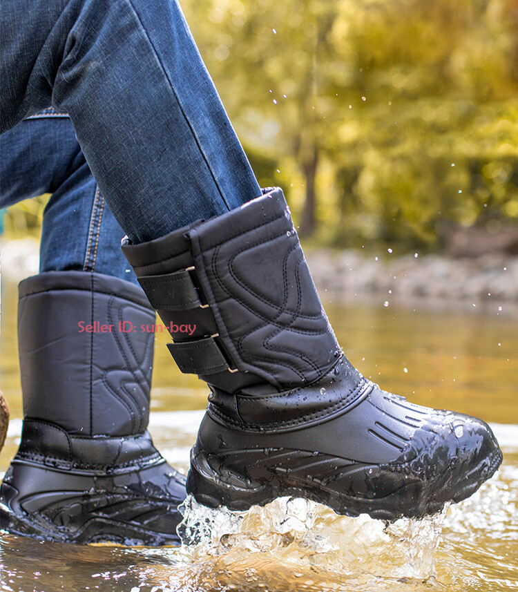 Mens Winter Waterproof Warm Snow Boot Outdoor Non-slip Hiking Fishing Boot Shoes