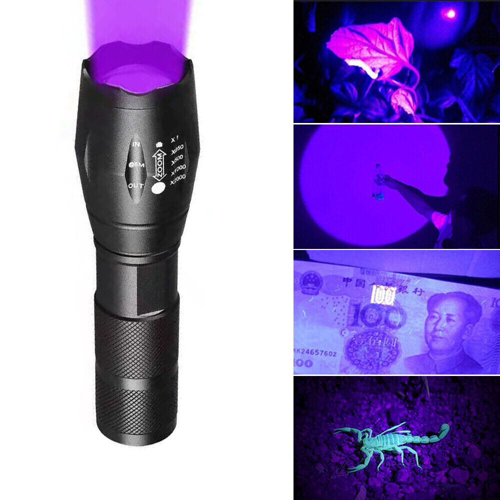 Super Bright 120000lm UV Torch Ultra Violet Flashlight Blacklight Light Lamp LED