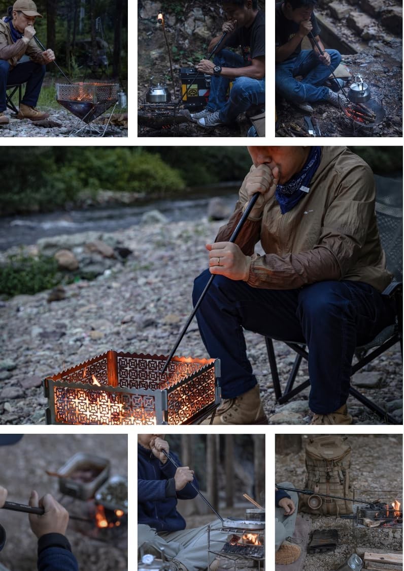 camping moon Fire Blowing Stick Split Type Compact Fire Starter Grill Starter Bl