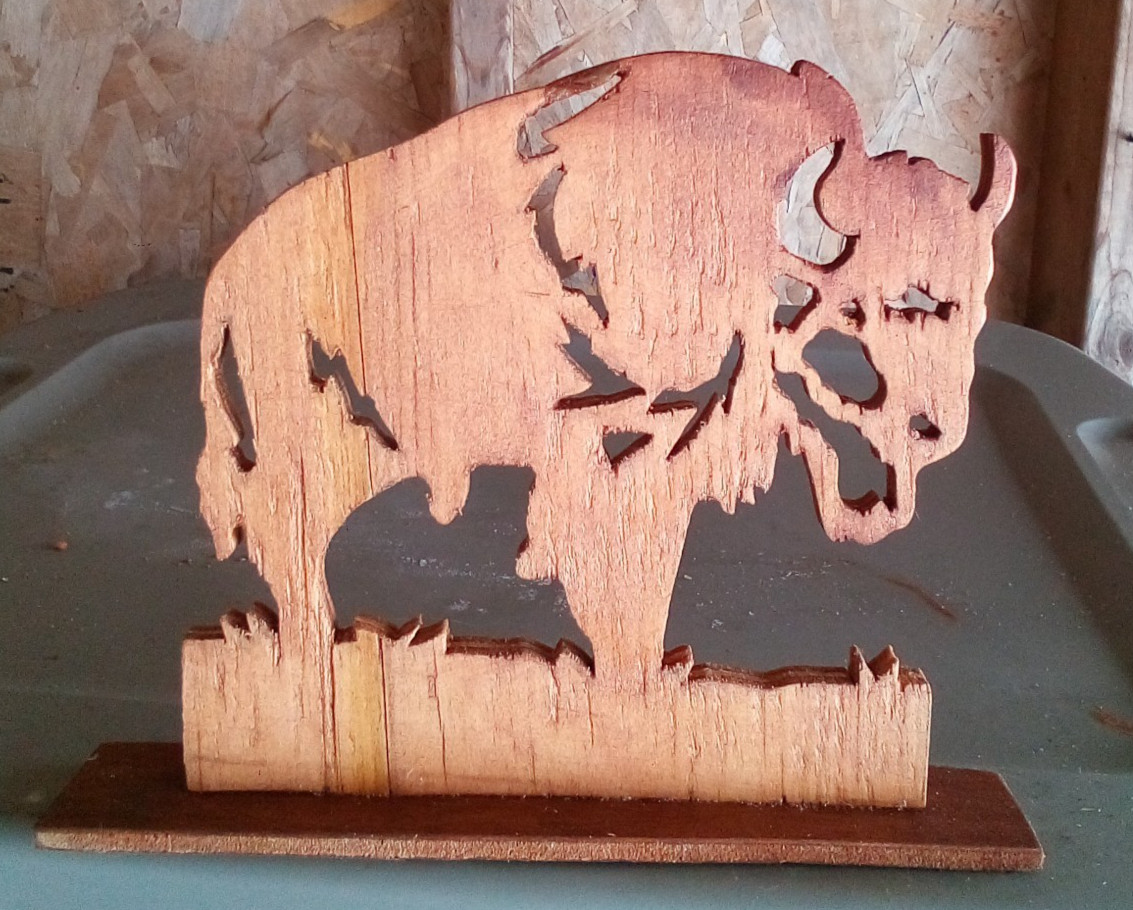 **CLEARANCE** Custom Handmade Wooden Buffalo Carving Shelf sitter