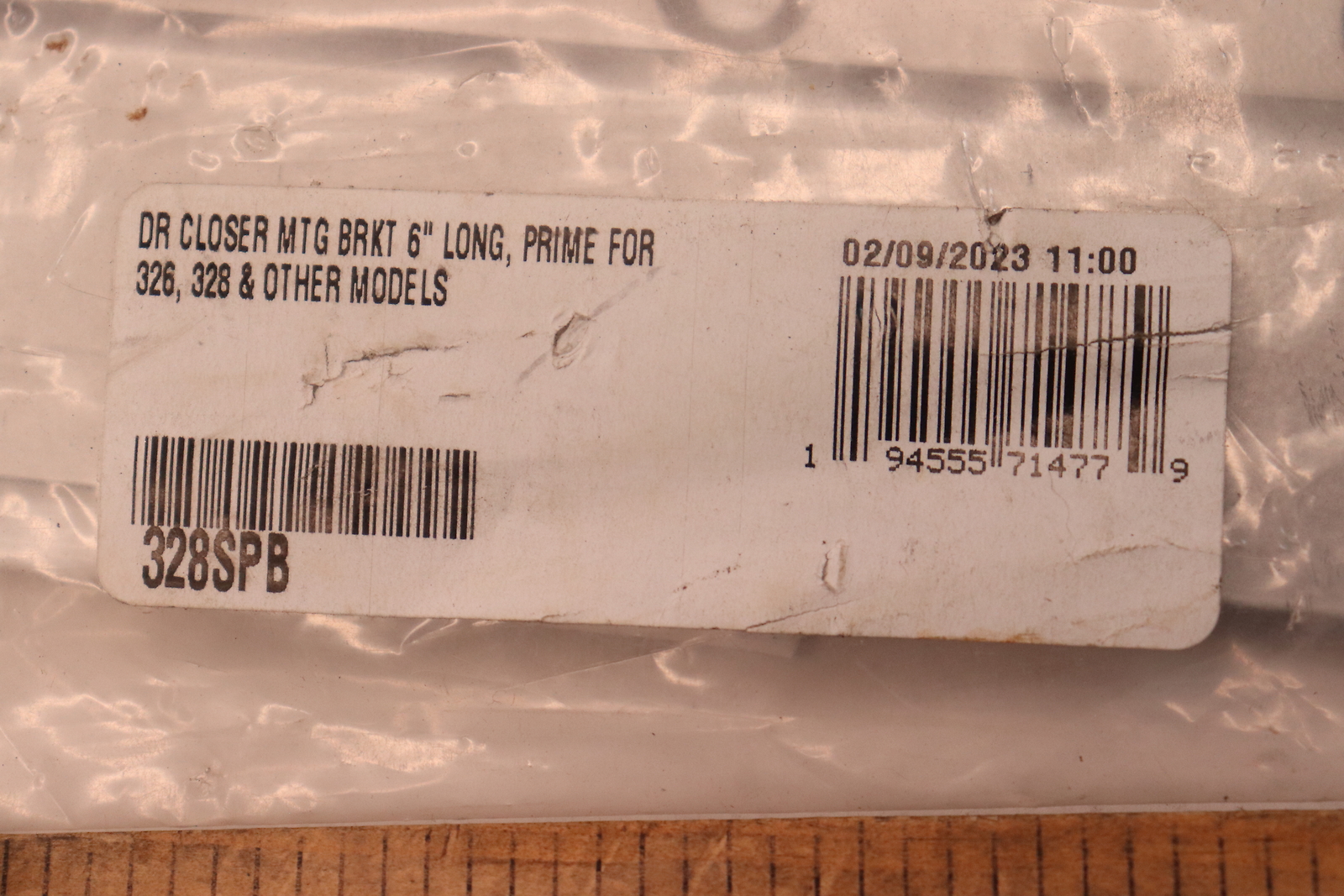 Zero Door Closer Mounting Bracket for 326 328 6" Long 328SPB