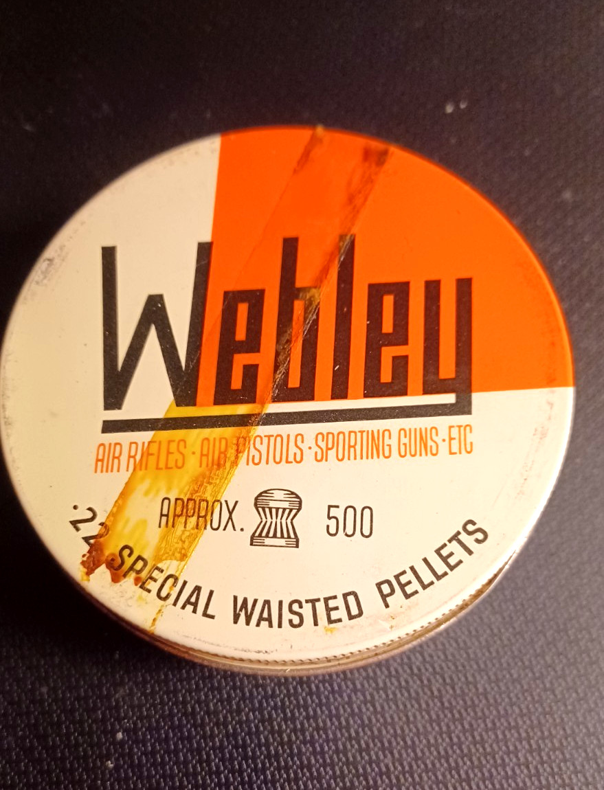 Vintage Webley .22 Special Waisted 500 Pellets in Vintage Metal Can