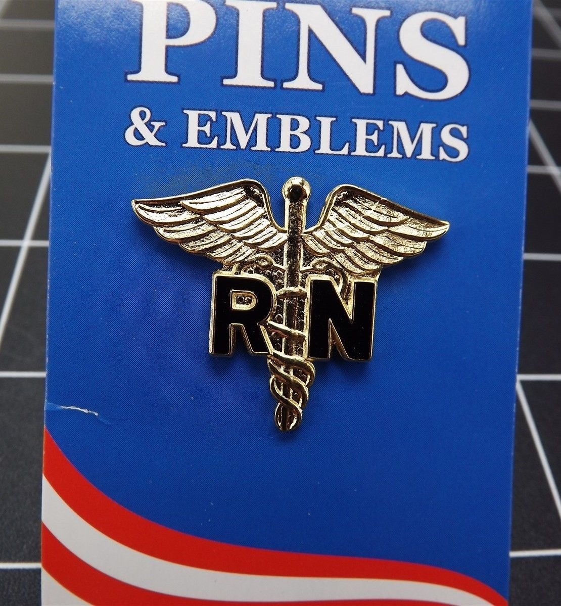 FREE SHIP "GOLD-TONE" Lapel Pin United States Army Medic Caduceus "RN" 1"