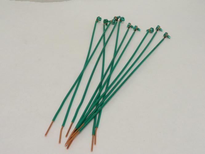 208798 New-No Box; Cully 80023 Lot-10 Pigtail w/Screw; 12AWG; Green; Size: 12"