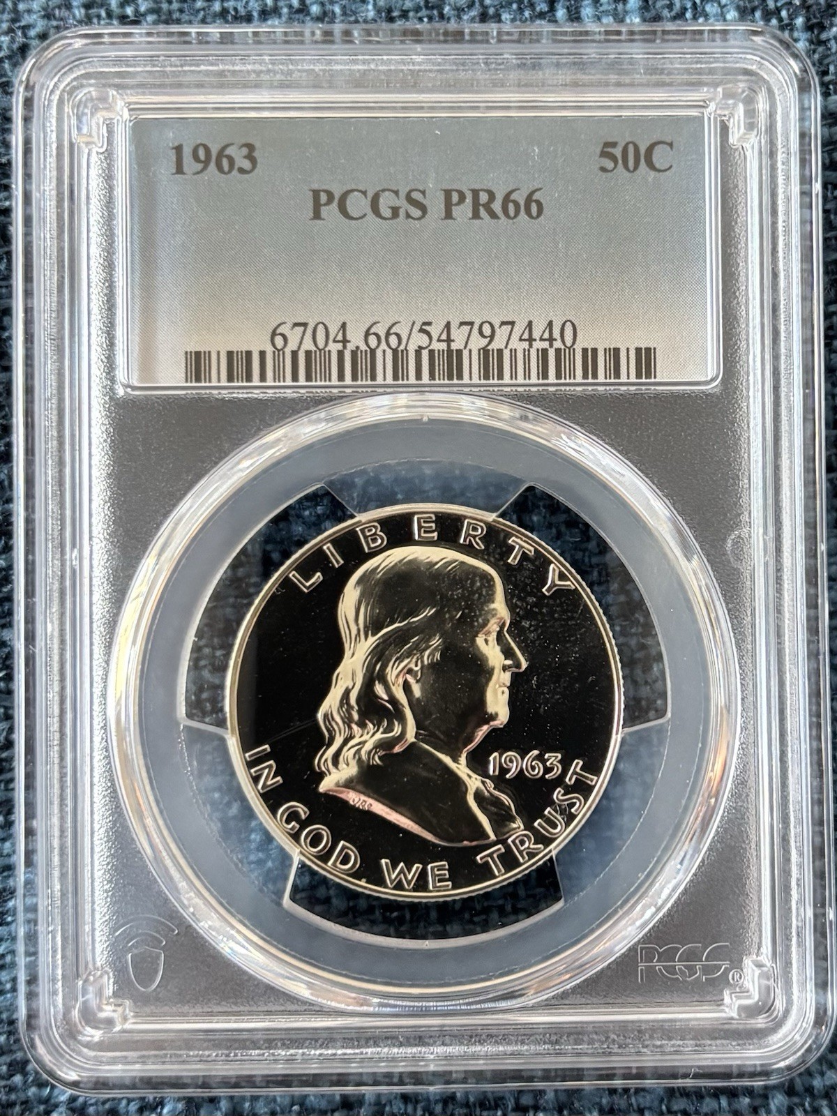 1963 P Franklin Proof Half Dollar 50c PCGS PR 66, Beautiful And Freshly Graded