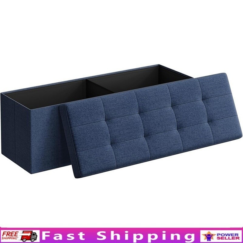 Foldable Storage Ottoman Bench 660 lb Capacity Foot Rest Organizer Living Room
