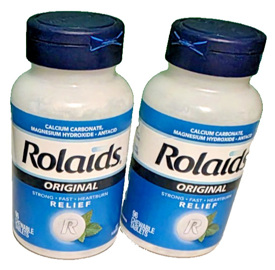 2 x Rolaids Original Chewable Tablets 96ct Ea Bottle- Exp: Feb 2027 Mint Flavor