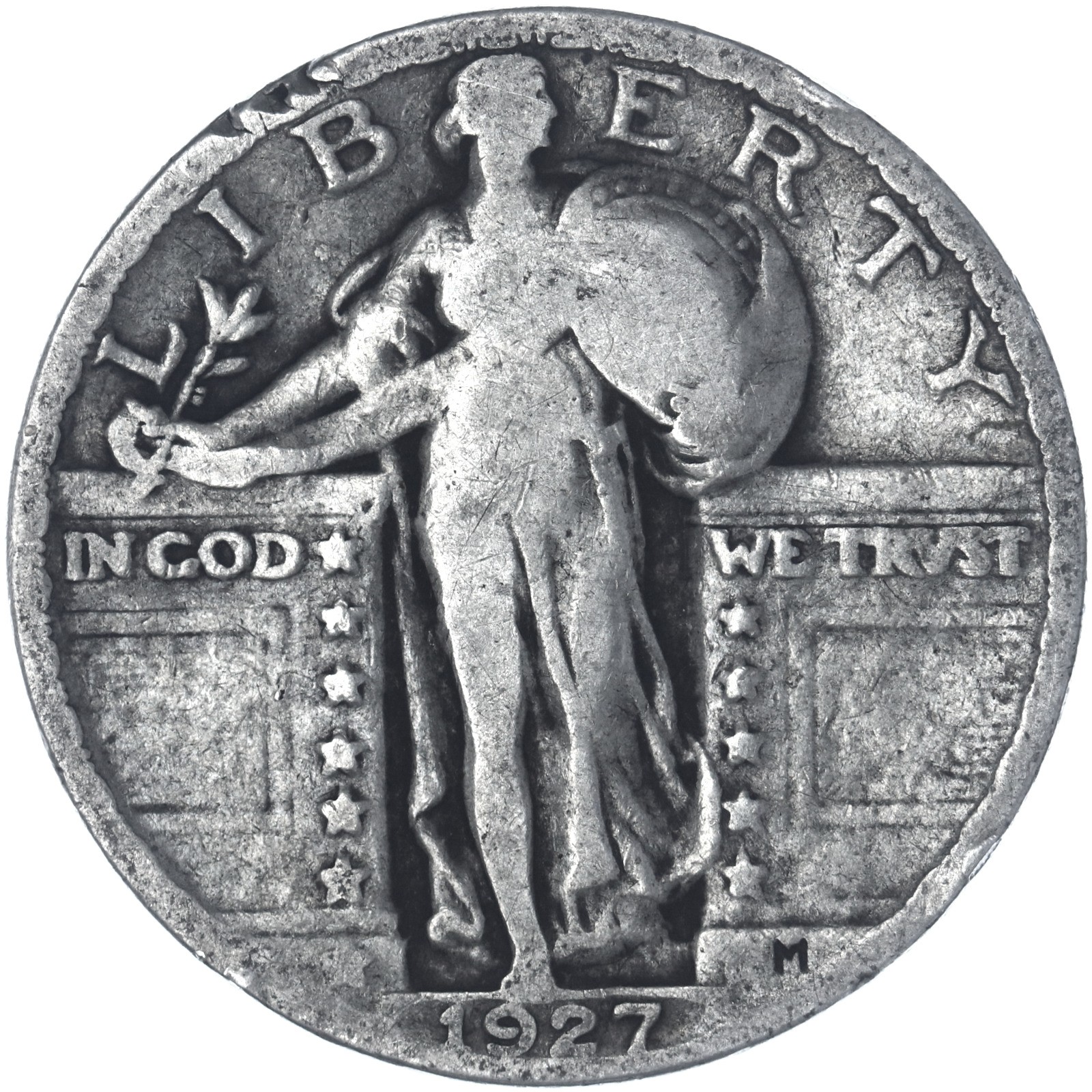 1927 (P) Standing Liberty Quarter 90% Silver Fine FN See Pics J104