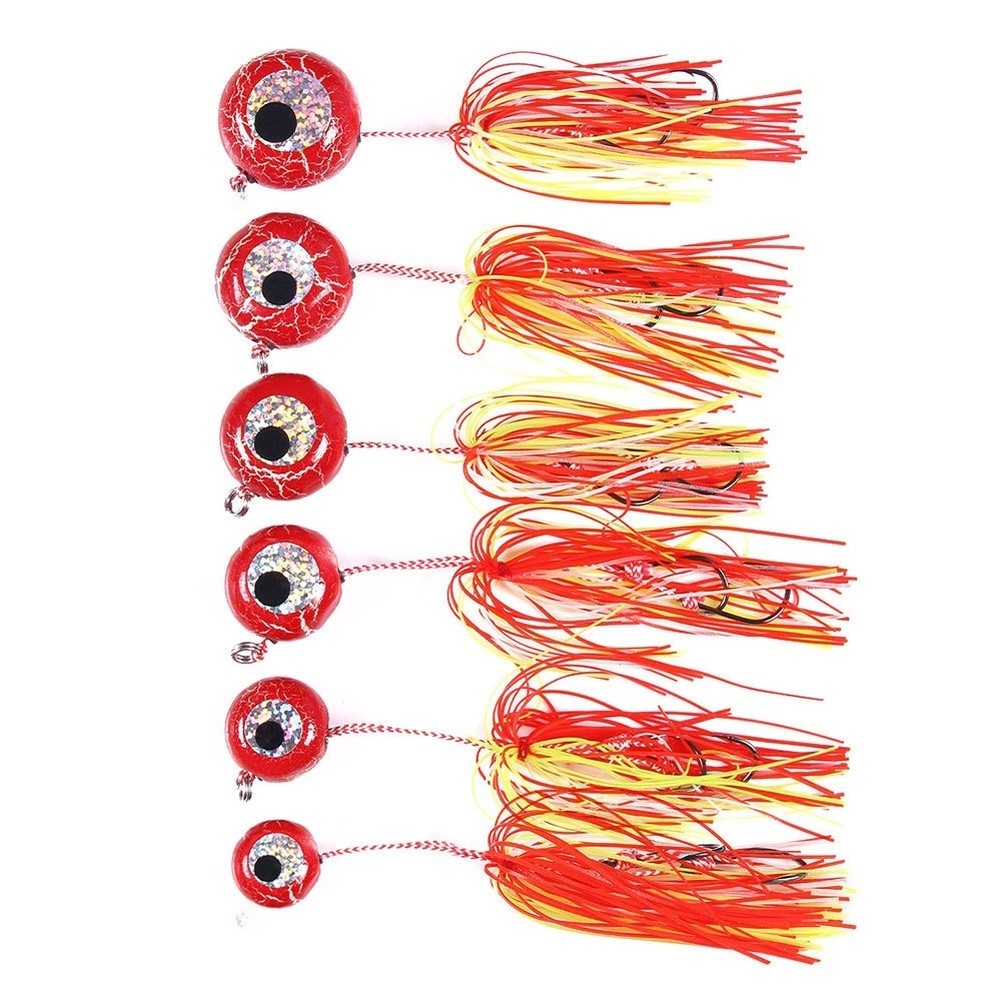 Weighted Glow Lure Round Head Design with Silicone Skirt for Saltwater Fishing
