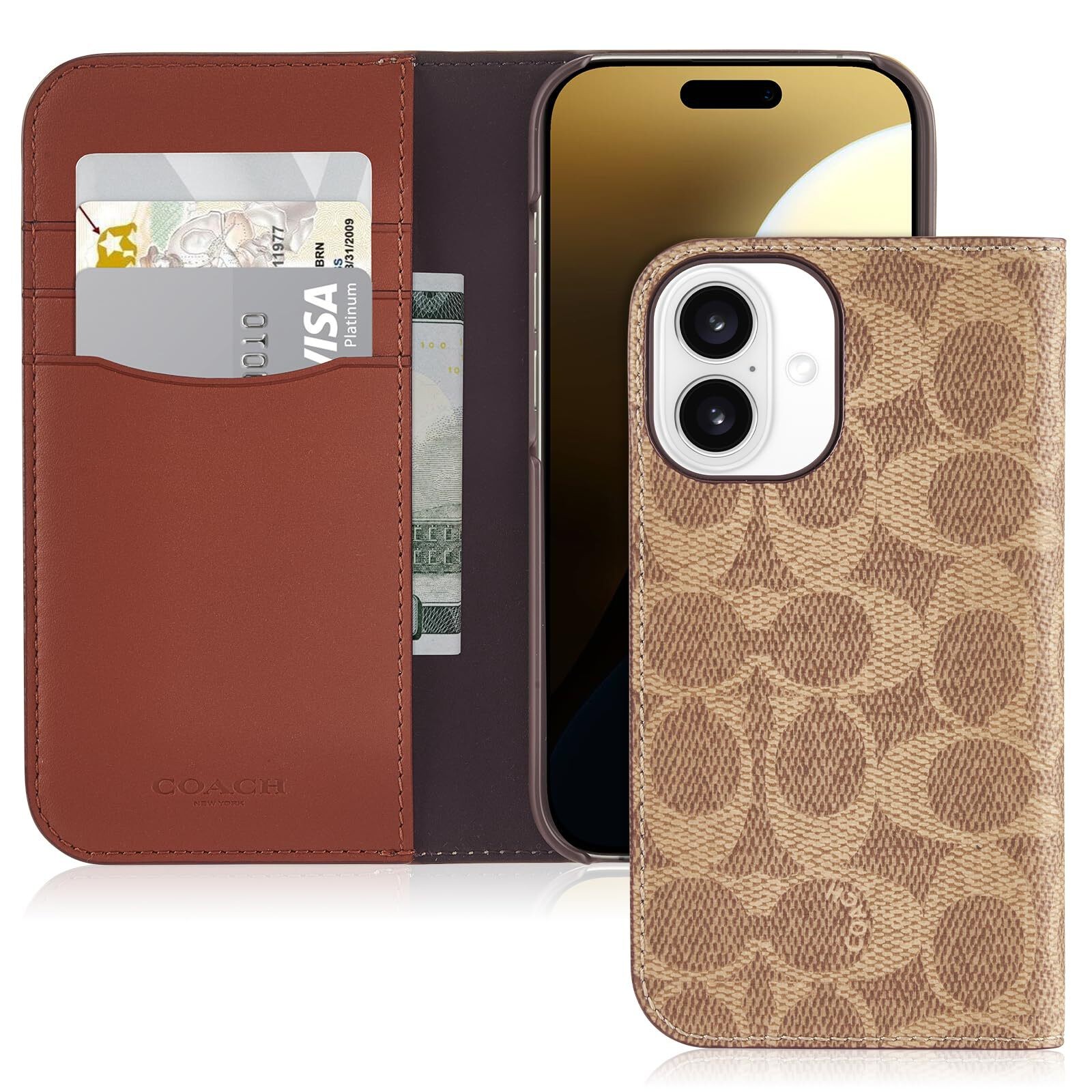 Coach Signature Canvas Wallet Folio iPhone 16 Case - Designer Phone Case - Signa