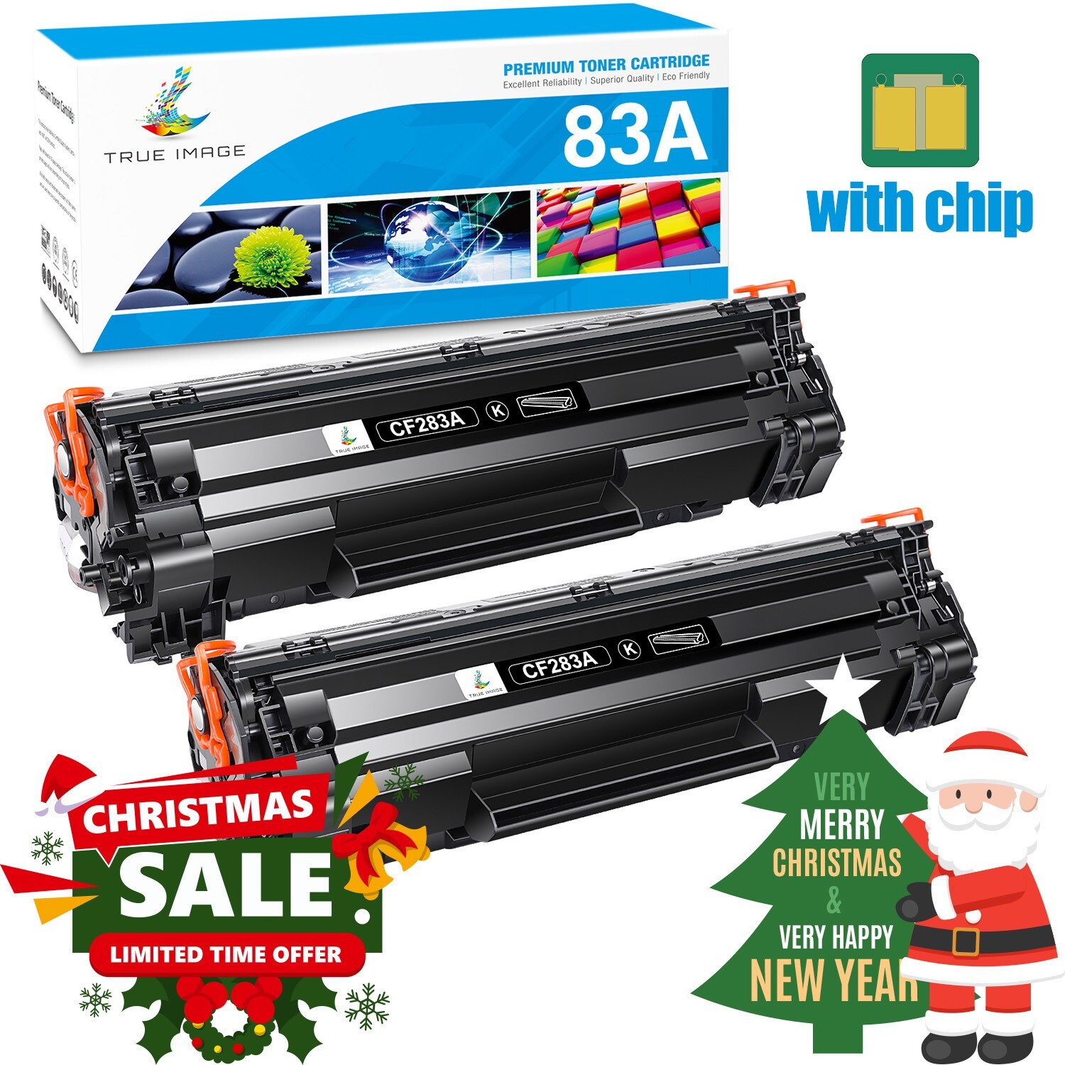 2PK CF283A Toner Cartridge for HP  83A Toner LaserJet Pro M127fn M225dw M201dw