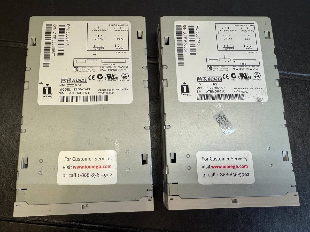 Lot of 2 Internal Iomega Zip 250 (Z250ATAPI) IDE Drives – Untested