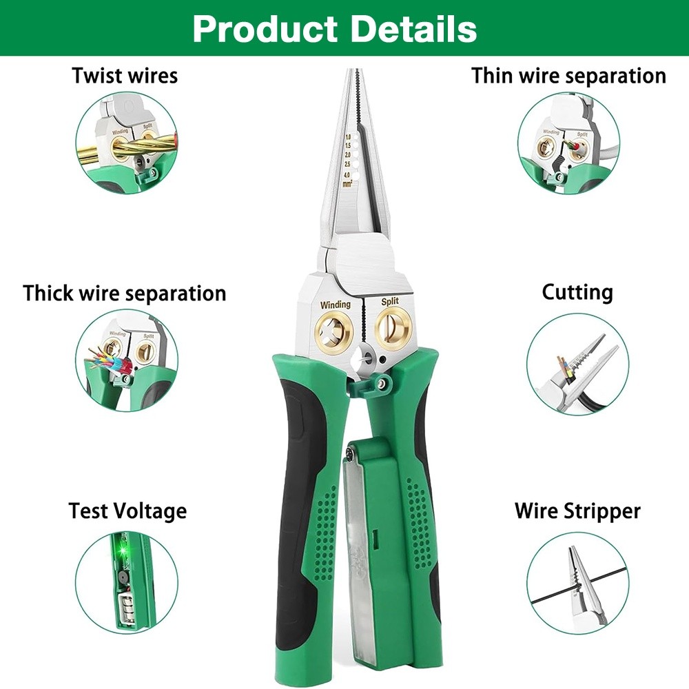 8 In 1 Wire Stripper Twisting for Cutting and Pulling Wires, Cable Scissors