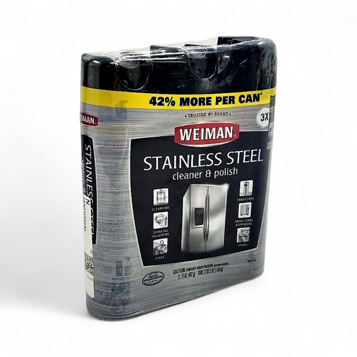 Weiman Stainless Steel Kitchen Home Appliance Cleaner + Polish, 17 oz - 3 Pack