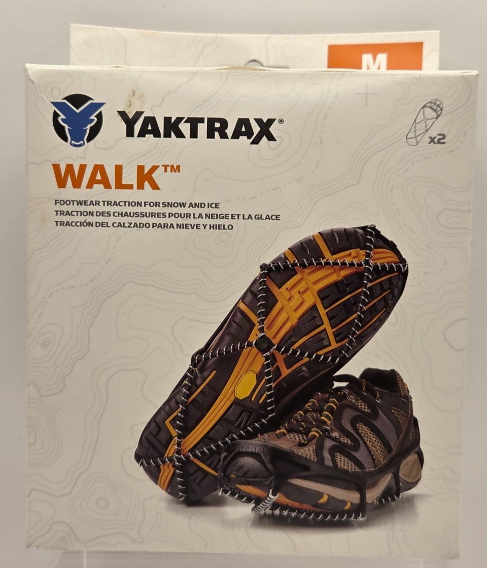 Yaktrax Walk Traction Cleats Snow Ice Shoes Boots Size Medium M Black + Instruct