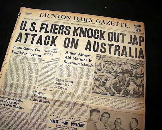 EVANS CARLSON'S RAIDERS United States Marines Makin Island WWII 1942 Newspaper
