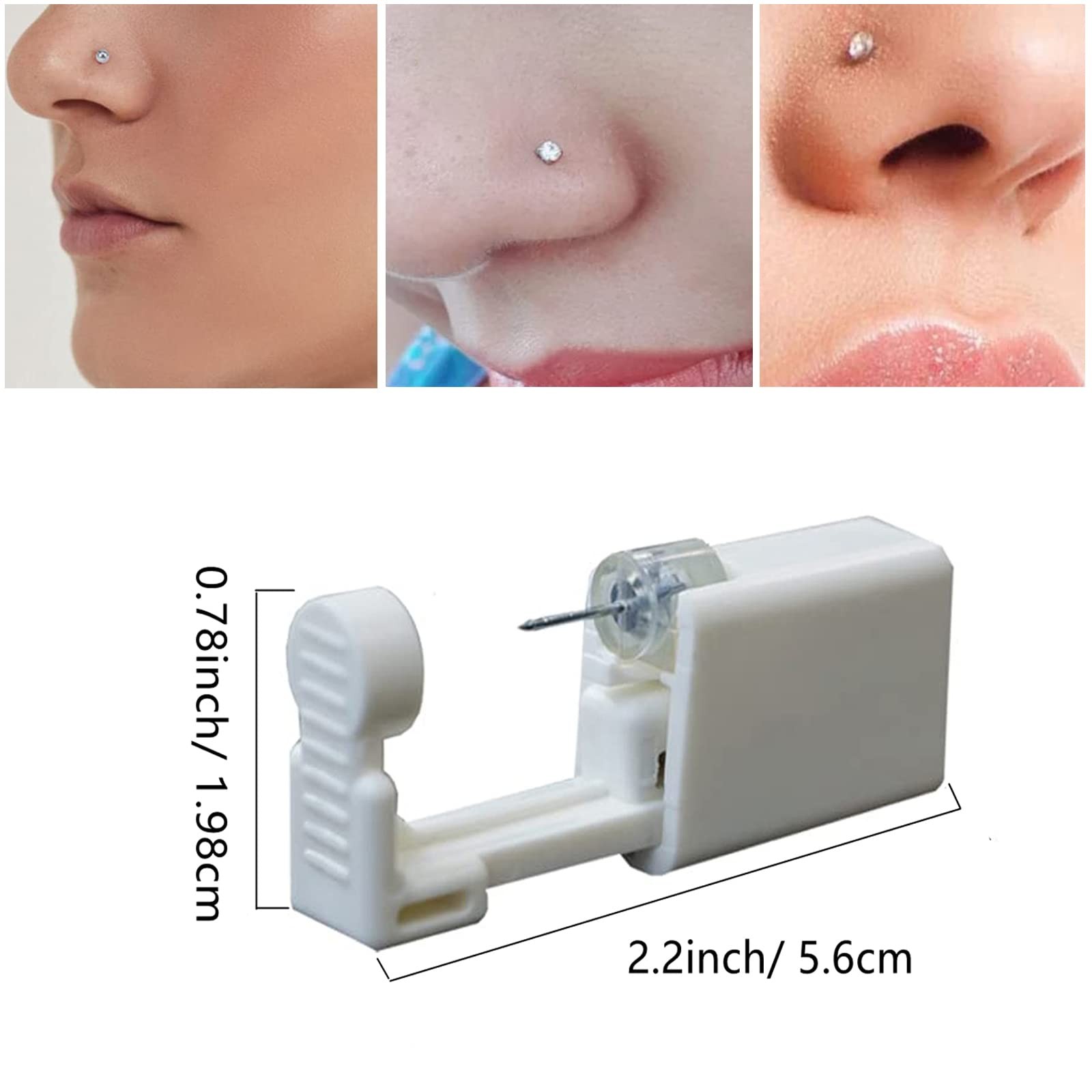 Nose Piercing Gun - 2 Pack Safety Disposable Percinging Kit 2 mm, silver