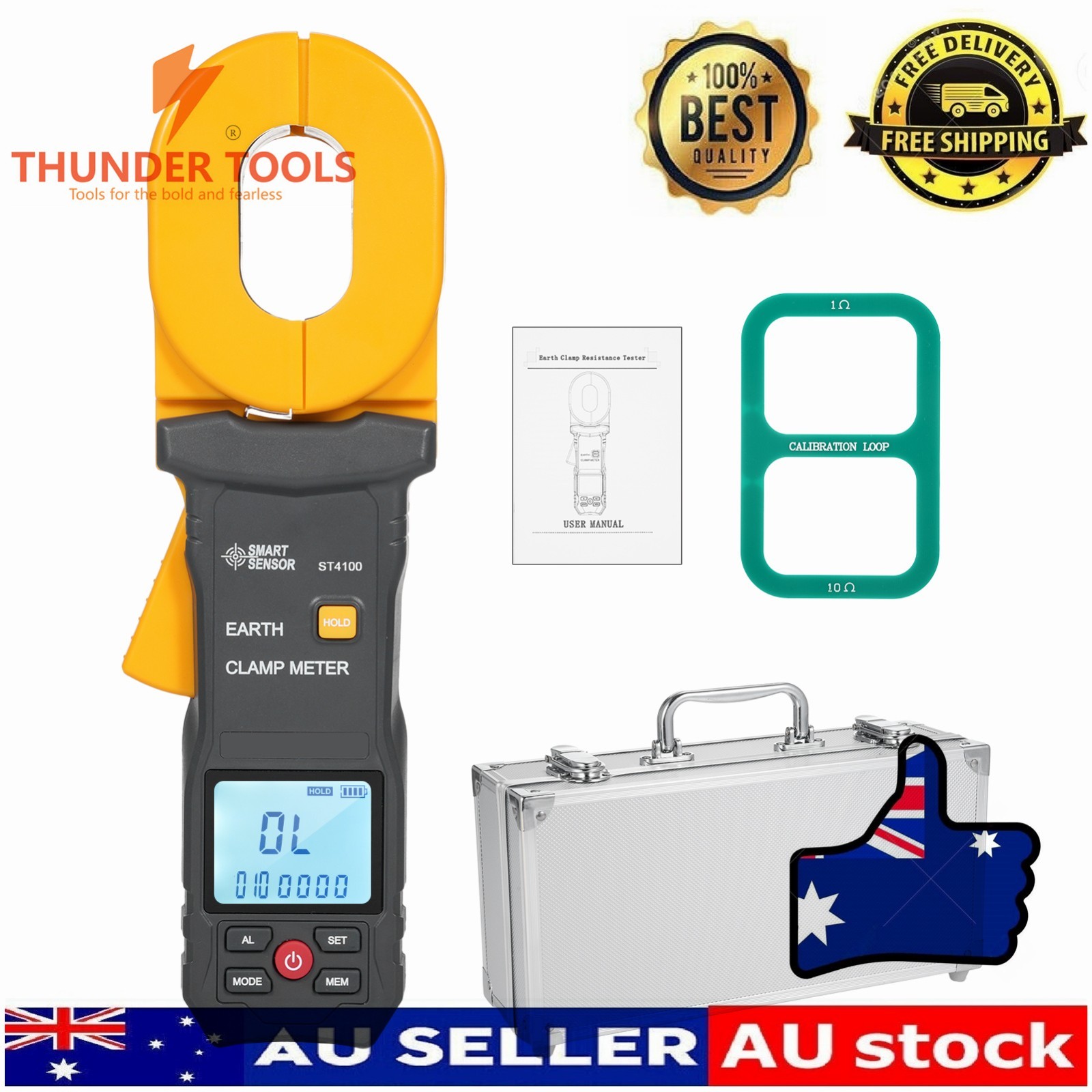 Thunder Tools SMART SENSOR Ground Earth Resistance Tester 0.01-500Ω 500