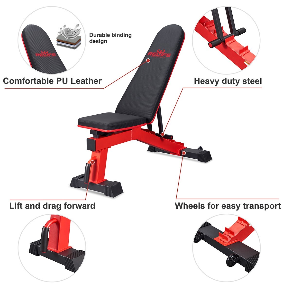 Adjustable Weight Dumbbell Bench Incline Decline Workout Exercise 1000LBS