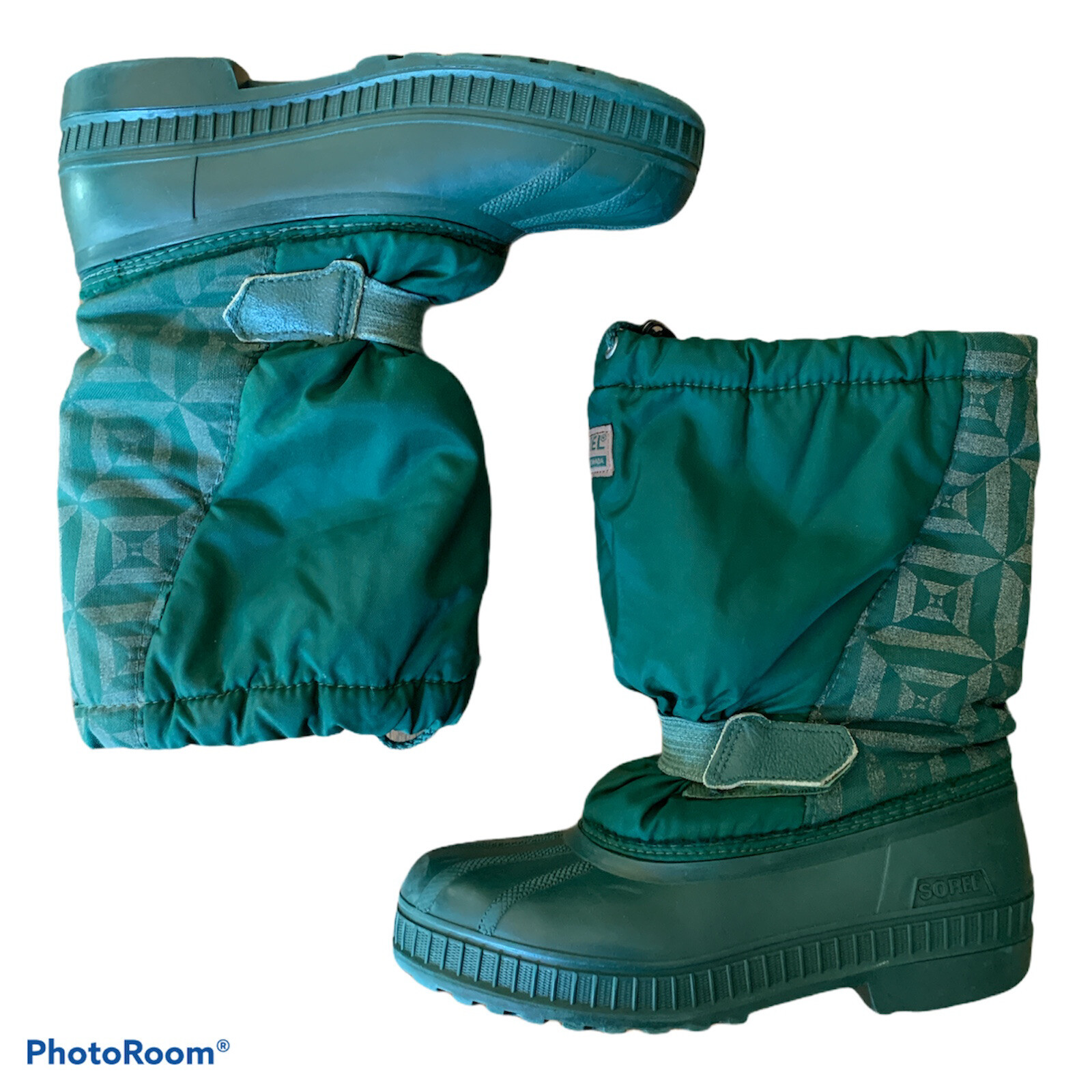 Sorel Kids Snow Boots Youth Size 5 Green Insulated w Removable Liners Boys Girls